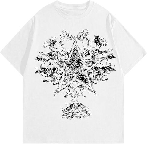 Soly Hux Men's Y2K Graphic Tees Star Ploral Print Short Summer Goth Tirt Top in Kuwait