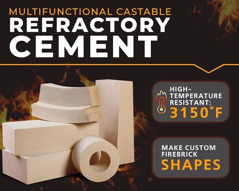 FireCast Castable Refractory Cement Mix Nano 3110 Degree Fahrenheit 19 Lbs High Temperature Heat Resistant Fireproof Mortar Build Repair Pizza Oven Fire Places Forge Kiln Stove in Kuwait