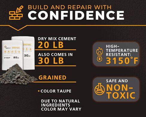 FireCast Castable Refractory Cement Mix Nano 3110 Degree Fahrenheit 19 Lbs High Temperature Heat Resistant Fireproof Mortar Build Repair Pizza Oven Fire Places Forge Kiln Stove in Kuwait