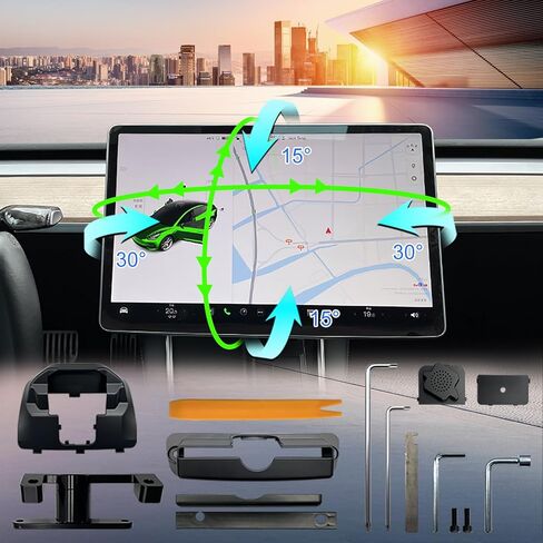 KSPIV Tesla Screen Rotating Holder for Model 3Model Y 2017-2022 Center Panel Adjustment Bracket GPS Navigation Center Console Vehicle Swivel Mount with Four Directions in Kuwait