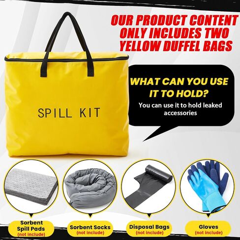 2 Pcs Spill Kit Bag Only, Universal Portable Emergency Duffle Spill Bag, No Other Leak Handling Accessories are Included(Yellow) in Kuwait