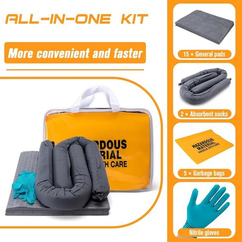 Universal Spill Kit (2-Pack) – OSHA & DOT Compliant | Fast-Absorbing Emergency Kit for Chemical, Oil, Water & Bodily Fluid Spills | for Vehicle, Industrial, Restaurant & Lab Use in Kuwait