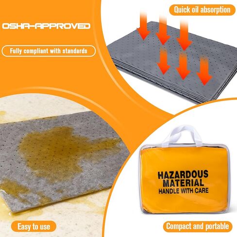 Universal Spill Kit (2-Pack) – OSHA & DOT Compliant | Fast-Absorbing Emergency Kit for Chemical, Oil, Water & Bodily Fluid Spills | for Vehicle, Industrial, Restaurant & Lab Use in Kuwait