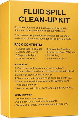 Aniasis Fluid Spill Clean-Up Kit – Blood & Bodily Fluid Spill Response Kit with PPE, Absorbent Powder, Biohazard Bag, Scoop & Instructions – for Home, Office, Schools & Healthcare in Saudi Arabia