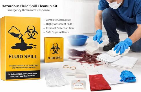 Aniasis Fluid Spill Clean-Up Kit – Blood & Bodily Fluid Spill Response Kit with PPE, Absorbent Powder, Biohazard Bag, Scoop & Instructions – for Home, Office, Schools & Healthcare in Saudi Arabia