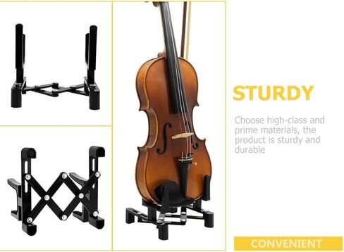 Alipis Foldable Black Violin Stand Portable Fiddle Floor Rack Professional Violin Holder for Orchestral and Stage Use in Saudi Arabia