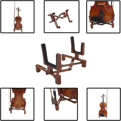 حامل حامل الكمان، 16 × 14.5 × 5 سم / 16.5 × 16 × 14.5 سم دعامة دعم أدوات بلاستيكية خفيفة الوزن قابلة للطي وقابلة للطي، للكمان والفيولا مقاس 4/4 3/4 in Saudi Arabia