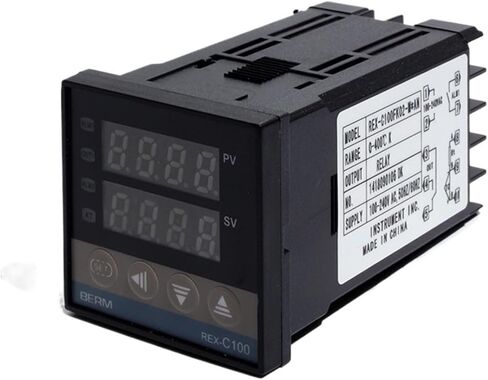 REX-C100 PID Temperature Controller with K Thermocouple - 100-240VAC, Dual Output, Precise Temperature Control for Industrial and DIY Applications(with relays,Relay) in Kuwait