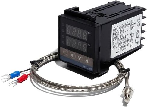 REX-C100 PID Temperature Controller with K Thermocouple - 100-240VAC, Dual Output, Precise Temperature Control for Industrial and DIY Applications(with relays,Relay) in Saudi Arabia