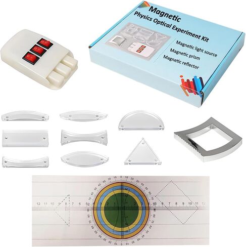 Magnetic Physics Optical Teaching Kit with Adjustable Triple Laser Source, Prisms, Reflectors, Educational Lab Equipment for Light Refraction and Reflection Experiments,Teaching Supplies in Kuwait