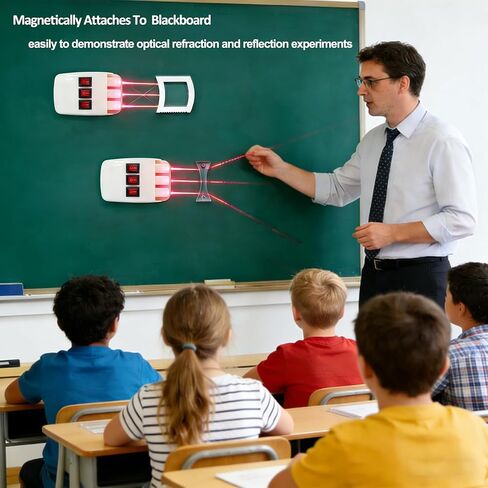 Magnetic Physics Optical Teaching Kit with Adjustable Triple Laser Source, Prisms, Reflectors, Educational Lab Equipment for Light Refraction and Reflection Experiments,Teaching Supplies in Kuwait