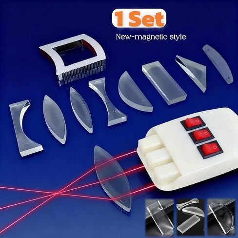 Magnetic Physics Optical Teaching Kit with Adjustable Triple Laser Source, Prisms, Reflectors, Educational Lab Equipment for Light Refraction and Reflection Experiments,Teaching Supplies in Kuwait