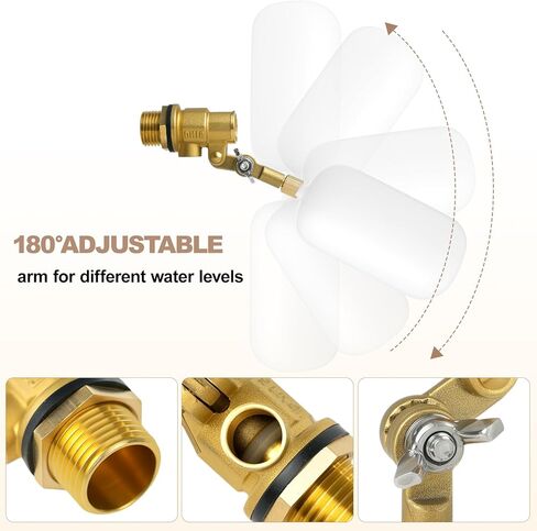 1/2 Inch Brass Water Float Valve, Pool Auto Fill Float Valve, Float Valve for Water Tank, Garden Hose Float Valve, Automatic Water Level Control for Pool, Pond, Fountain, Aquarium（2 Pack） in Kuwait
