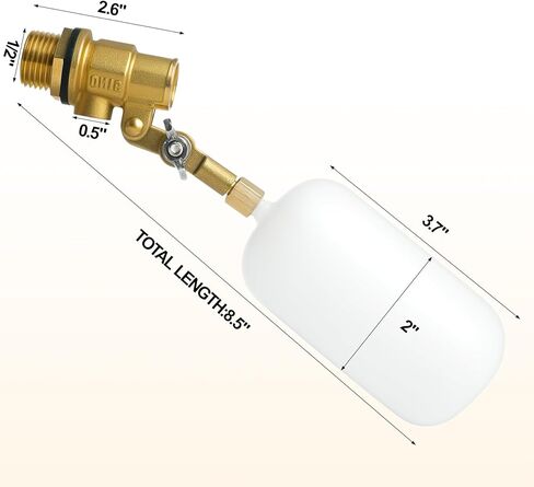1/2 Inch Brass Water Float Valve, Pool Auto Fill Float Valve, Float Valve for Water Tank, Garden Hose Float Valve, Automatic Water Level Control for Pool, Pond, Fountain, Aquarium（2 Pack） in Kuwait
