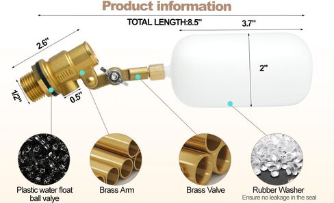 1/2 Inch Brass Water Float Valve, Pool Auto Fill Float Valve, Float Valve for Water Tank, Garden Hose Float Valve, Automatic Water Level Control for Pool, Pond, Fountain, Aquarium（2 Pack） in Kuwait