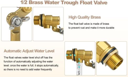 1/2 Inch Brass Water Float Valve, Pool Auto Fill Float Valve, Float Valve for Water Tank, Garden Hose Float Valve, Automatic Water Level Control for Pool, Pond, Fountain, Aquarium（2 Pack） in Kuwait