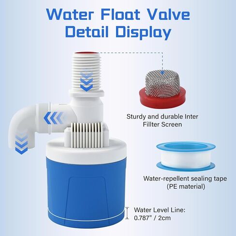 2Pcs 3/4" Top Inlet Water Float Valve, Automatic-Control Water Level Valve, Lightweight Aquapulse Control Tools for Livestock Water Tank, Swimming Pool,Aquaculture,Garden Irrigation Systems in Kuwait