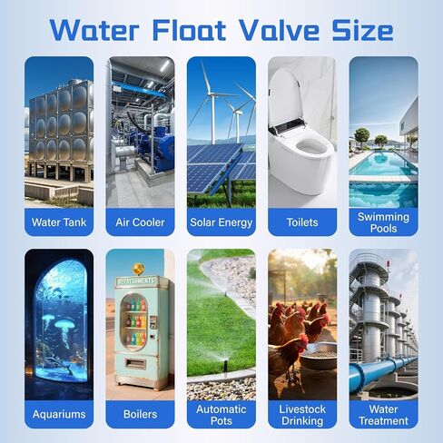 2Pcs 3/4" Top Inlet Water Float Valve, Automatic-Control Water Level Valve, Lightweight Aquapulse Control Tools for Livestock Water Tank, Swimming Pool,Aquaculture,Garden Irrigation Systems in Kuwait