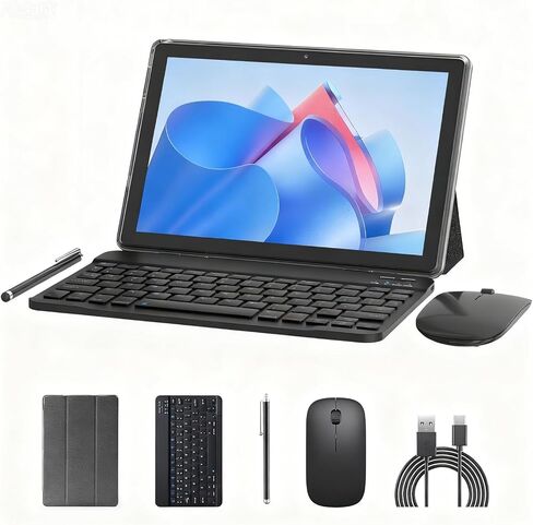 2024 Newest Tablet with Keyboard Tablets 2 in 1 8GB+64GB 10 inch Tablet and Case Mouse Stylus Film Game Android 13.0 Tablets PC 10.1 IPS Screen Tableta Computer 8MP Dual Camera WiFi BT Blue Tab in Kuwait