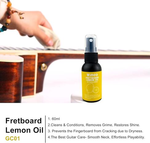WINGO Guitar Cleaning and Care Kit, Polish and Cleaner, fretboard Lemon oil, Guitar String-cleaner, Cleaning cloth for guitar cleaning and maintenance in Kuwait