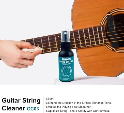 WINGO Guitar Cleaning and Care Kit, Polish and Cleaner, fretboard Lemon oil, Guitar String-cleaner, Cleaning cloth for guitar cleaning and maintenance in Kuwait