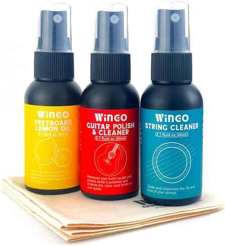 WINGO Guitar Cleaning and Care Kit, Polish and Cleaner, fretboard Lemon oil, Guitar String-cleaner, Cleaning cloth for guitar cleaning and maintenance in Kuwait