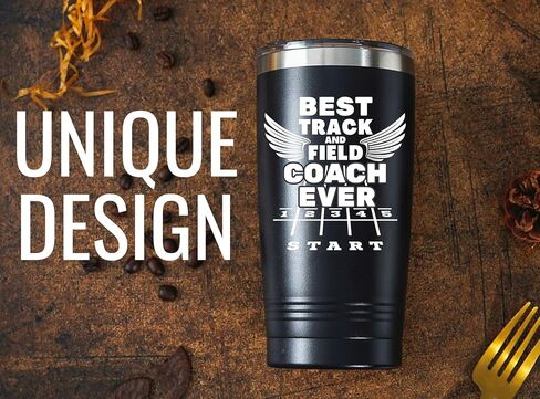 هدايا Onebttl للمسار والميدان لكبار السن والمدربين والرياضيين، كوب معزول من الفولاذ المقاوم للصدأ سعة 20 أونصة، غطاء وقش متضمن - أسود، أفضل مدرب على الإطلاق in Kuwait