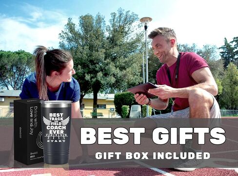 هدايا Onebttl للمسار والميدان لكبار السن والمدربين والرياضيين، كوب معزول من الفولاذ المقاوم للصدأ سعة 20 أونصة، غطاء وقش متضمن - أسود، أفضل مدرب على الإطلاق in Kuwait