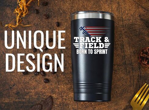 هدايا Onebttl للمسار والميدان لكبار السن والمدربين والرياضيين، كوب معزول من الفولاذ المقاوم للصدأ سعة 20 أونصة، غطاء وقش متضمن - أسود، سبرينت in Kuwait