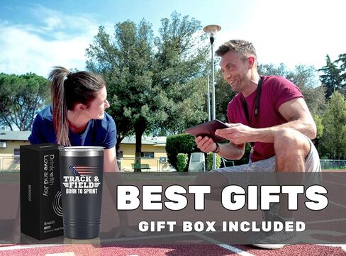 هدايا Onebttl للمسار والميدان لكبار السن والمدربين والرياضيين، كوب معزول من الفولاذ المقاوم للصدأ سعة 20 أونصة، غطاء وقش متضمن - أسود، سبرينت in Kuwait