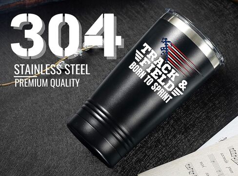 هدايا Onebttl للمسار والميدان لكبار السن والمدربين والرياضيين، كوب معزول من الفولاذ المقاوم للصدأ سعة 20 أونصة، غطاء وقش متضمن - أسود، سبرينت in Kuwait