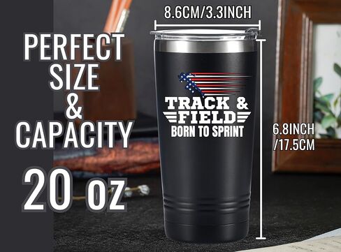 هدايا Onebttl للمسار والميدان لكبار السن والمدربين والرياضيين، كوب معزول من الفولاذ المقاوم للصدأ سعة 20 أونصة، غطاء وقش متضمن - أسود، سبرينت in Kuwait
