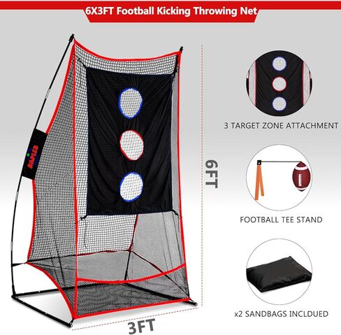 Kapler Football Kicking Net for Field Goals - 3x6FT Portable Football Net with Holder Tee - Sideline Practice for Backyard Skill Improvement in Kuwait