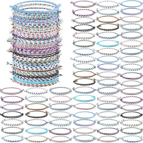 Woven Wrap Friendship Bracelets Beach String Bracelets Handmade Braided Bracelet Adjustable Thread Bracelets for Women Party Favors Birthday Gifts in Kuwait