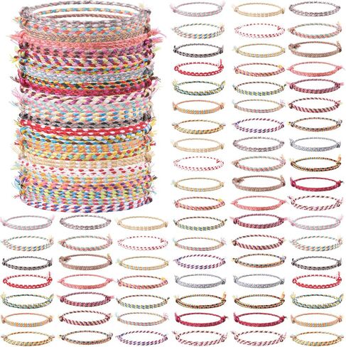 Woven Wrap Friendship Bracelets Beach String Bracelets Handmade Braided Bracelet Adjustable Thread Bracelets for Women Party Favors Birthday Gifts in Kuwait