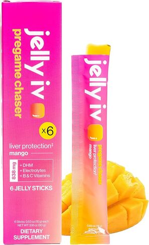 الدعم الصحي أثناء شرب الكحول ودعم الكبد اليومي والتخلص من السموم - DHM - فيتامينات ب - أعواد الهلام ذات النكهة النباتية للتعافي الصباحي - 6 عبوات in Kuwait