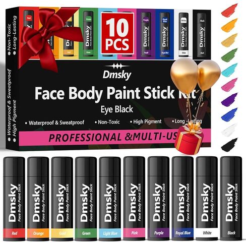 Dmsky 10 Packs Eye Black Sports Stick for Football, Baseball, Softball-Anti-Glare Face Body Paint Stick Kit,Water-Proof Eye Sports Paint Sticks,Eyeblack Painting Kit for Athletes & Fans in Kuwait