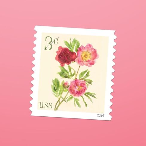 Peonies 2024 3-Cent (Sheet of 20) Denominated Mail-use Additional Postage Stamps in Kuwait
