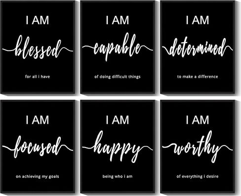 Kuvioke Inspirational Framed Wall Art Art Quotes Decor Decor Comperging Office تأكيدات إيجابية أقوال لغرفة المعيشة غرفة نوم للفصول الدراسية جاهزة لتعليق مجموعة من 6 ، 8x10in (مؤطرة) in Saudi Arabia