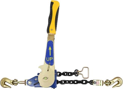 Mytee Products 4 Pcs G70 5/16" Chain & Easy Binder Kit - (2) 5/16"-3/8" Easy Ratcheting Chain Load Binder & (2) 5/16" x 20' G70 Transport Chain w/Grab Hooks - 4700 lbs WLL for Truck Trailer Tie Down in Kuwait