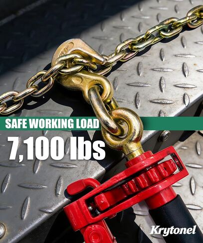2 حزمة 5/16 "- 3/8" الثقيلة للطي مقبض سلسلة السقاطة الموثق تحميل الموثق مع خطافات انتزاع 7100 رطل WLL | مجلدات السلسلة لربط مقطورة الشاحنة المسطحة in Kuwait