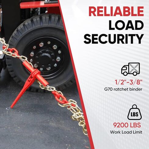 Dollate 2Pack 1/2" to 3/8" Ratchet Chain Load Binder with 3/8"x10FT G80 Heavy Duty Chain, Chain Binder with 9200 Lbs WLL and Chain with 5400 Lbs WLL, Chain Binder and Transport Chain for Tie Down in Kuwait