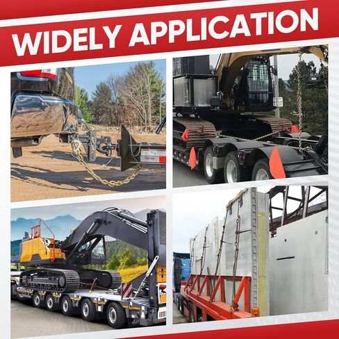 G80 3/8" x 10FT Chain and Binder Set, 2 Pack Heavy Duty Ratchet Chain Binder 3/8"-1/2" with 9200LBS WLL & 33000LBS Break Strength, Complete Chains and Binders for Heavy Duty Truck Flatbed Tie Down in Kuwait