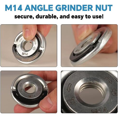 Angle Grinding Tool Flange Nut, Quick Change Locking Flange Nuts, Tool-Free Disc Replacement, Secure Grip & Durable Steel Construction Grinder Disc Nut, for M14, 5/8"-11 Thread (5/8-11 * 2Pcs) in Saudi Arabia