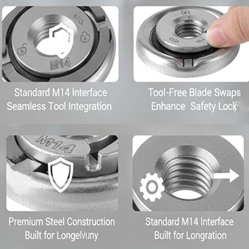 Angle Grinding Tool Flange Nut, Quick Change Locking Flange Nuts, Tool-Free Disc Replacement, Secure Grip & Durable Steel Construction Grinder Disc Nut, for M14, 5/8"-11 Thread (5/8-11 * 2Pcs) in Saudi Arabia