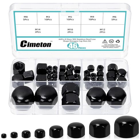 مجموعة متنوعة من غطاء الجوزة ذات القبة السداسية لتغطية الترباس (أسود) in Kuwait