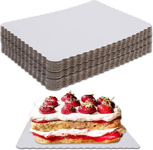 25 حزمة 14 × 10 بوصة ألواح كعكة مستطيلة مقاومة للدهون مموجة ذات جدار واحد لوحة كعكة نصف ورقة لوحة كعكة مستطيلة صدفية قاعدة حلوى مستطيلة لكعكة البيتزا (ذهبي) in Kuwait