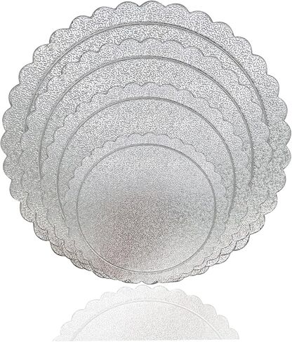 4 قطع من ألواح الكيك، 6، 8، 10 و12 بوصة من الورق المقوى لقاعدة الكيك، قاعدة دائرية لتزيين الكيك، ذهبي in Kuwait