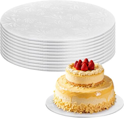 10 PCS Cake Drums, 1/4 Inch Thick 12 Inch Round Cake Boards, White, Professional Quality Cake Cardboards, Card Base, Cake Mat White in Kuwait