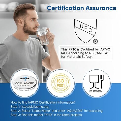 PUREPLUS 5 Micron 10" x 2.5" Whole House Sediment Home Water Filter Cartridge Replacement for Any 10 inch RO Unit, Culligan P5, Aqua-Pure AP110, Dupont WFPFC5002, CFS10, WHKF-G05, 4Pack in Kuwait